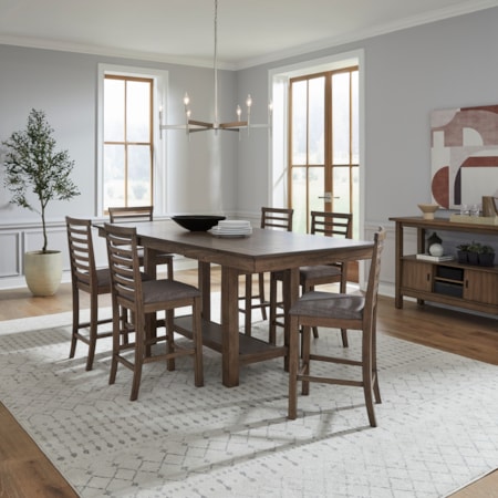 7-Piece Gathering Trestle Table Dining Set
