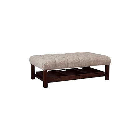 Button-Tufted Storage Bench Ottoman with Three Storage Trays