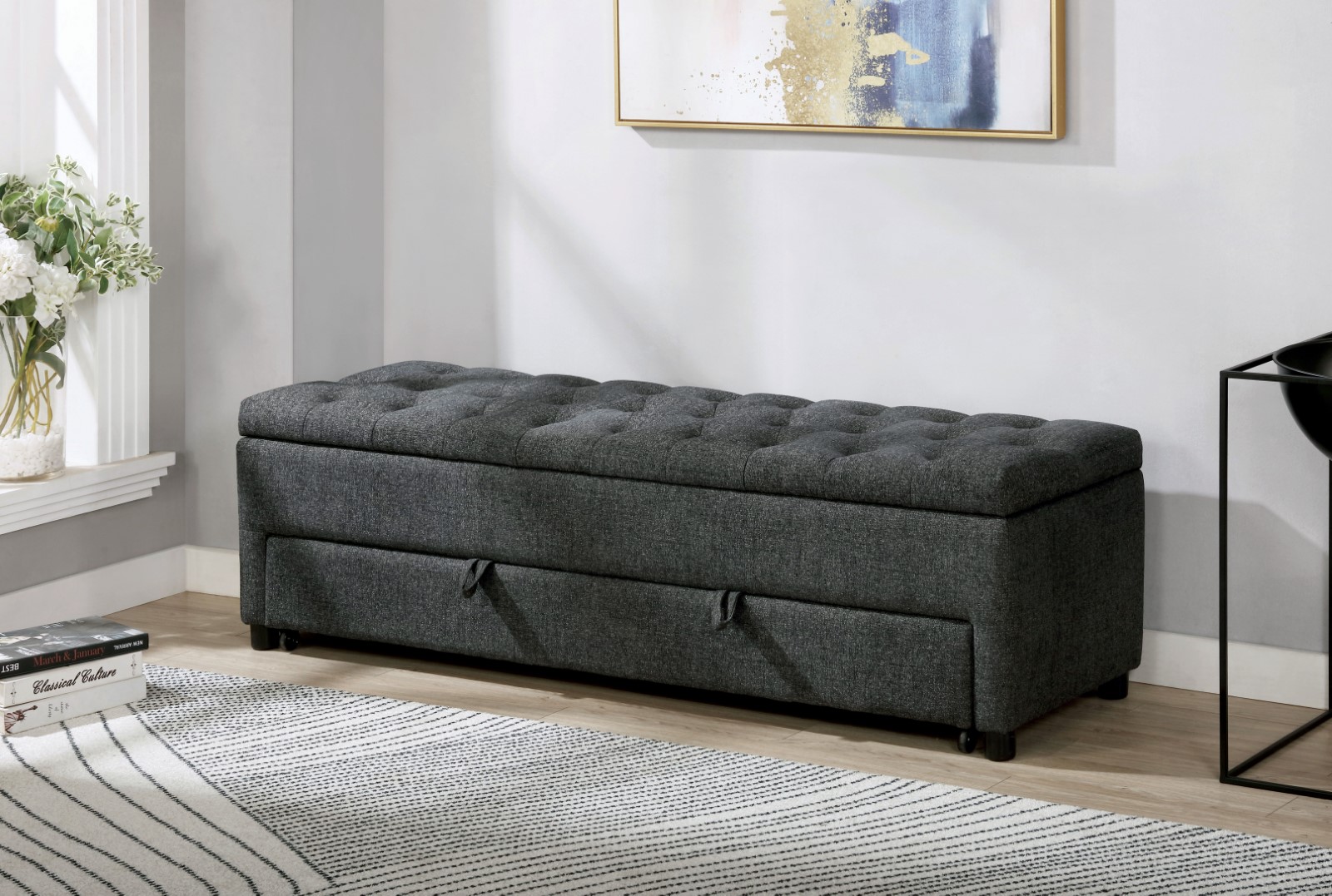 Furniture of America Aguda CMBN6352GY Transitional Upholstered Storage