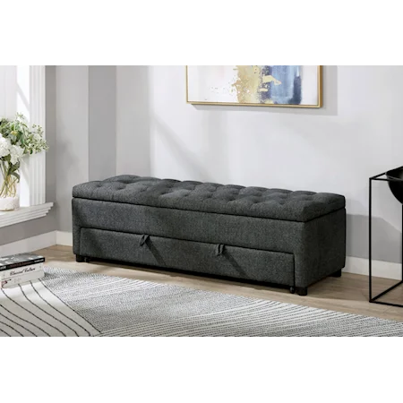 Transitional Upholstered Storage Bench with Lift Seat