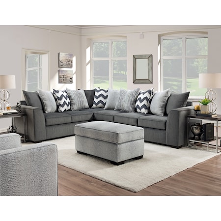 Casual 2-Piece Sectional with Pillow Back