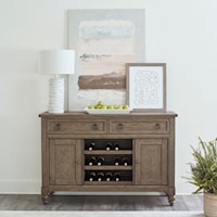 Transitional Buffet with Wine Storage and Adjustable Shelving