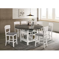 Transitional Counter Height Round Dining Table with Wine Rack
