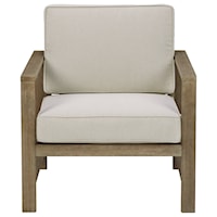 Set of 2 Eucalyptus Wood Lounge Chairs w/ Cushion