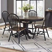 Transitional 5-Piece Pedestal Table Set