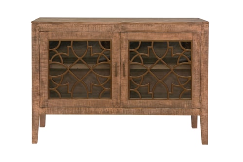 Rustic 2-Door Console with Glass Doors