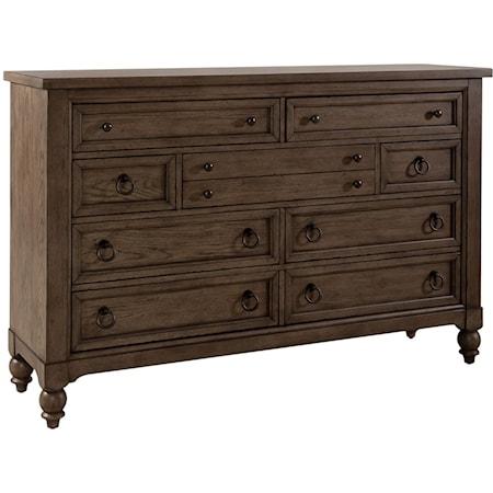 Transitional 9-Drawer Dresser with Dovetail Construction