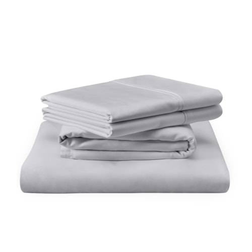 Queen Tempur Luxe Egyptian Cotton Sheet Set Silver Mist Linens