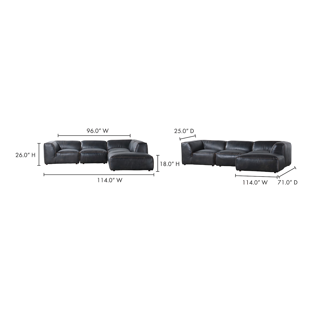 Moe's Home Collection Luxe Luxe Lounge Modular Sectional Antique Black