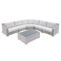 Sunbrella® Outdoor Patio Wicker Rattan 6-Piece Sectional Sofa Set