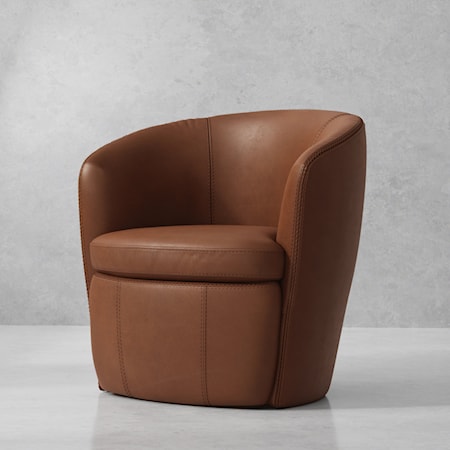 Leather Swivel Barrel Chair