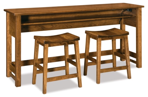 Traditional Counter-Height Wall Table with Stools