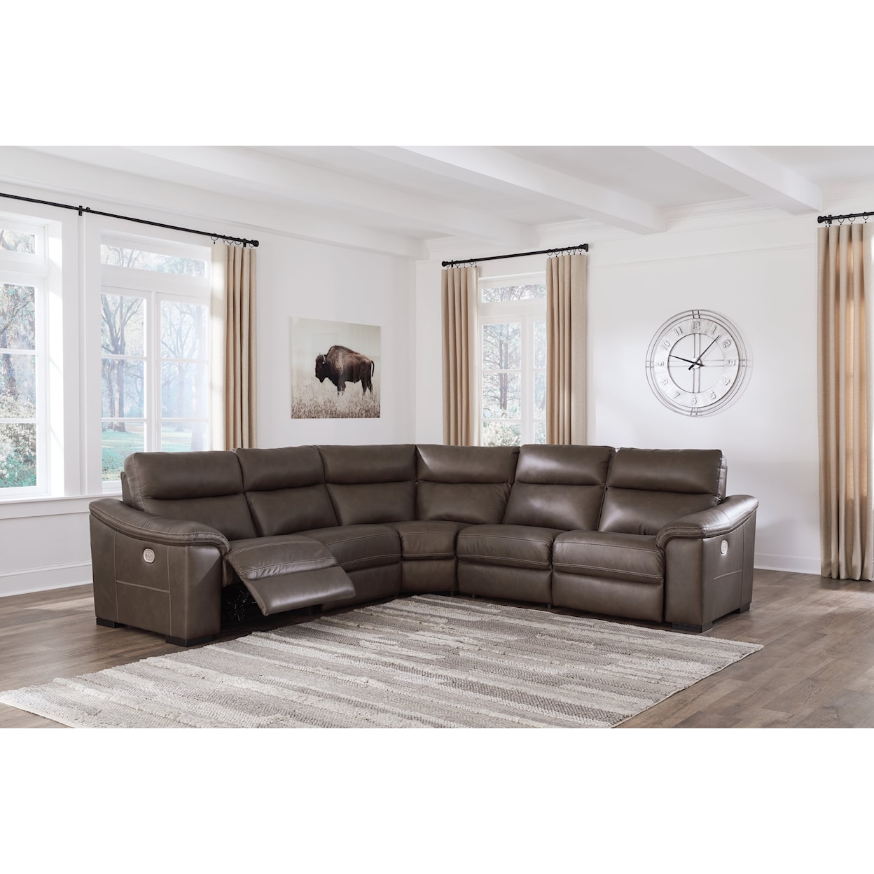 Signature Design by Ashley Salvatore Power Reclining Sectional Sofa