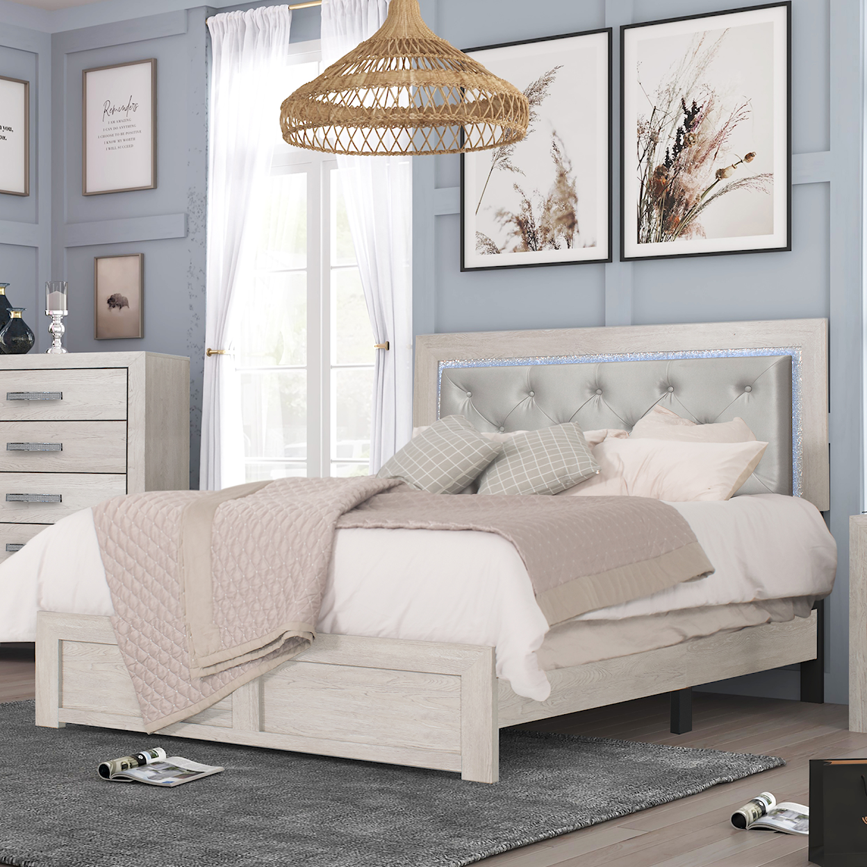 Crown Mark Jaylen California King Upholstered Bed