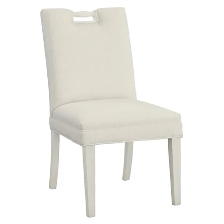 Contemporary Pull Short Back Dining Chair with Legs in Linen Finish