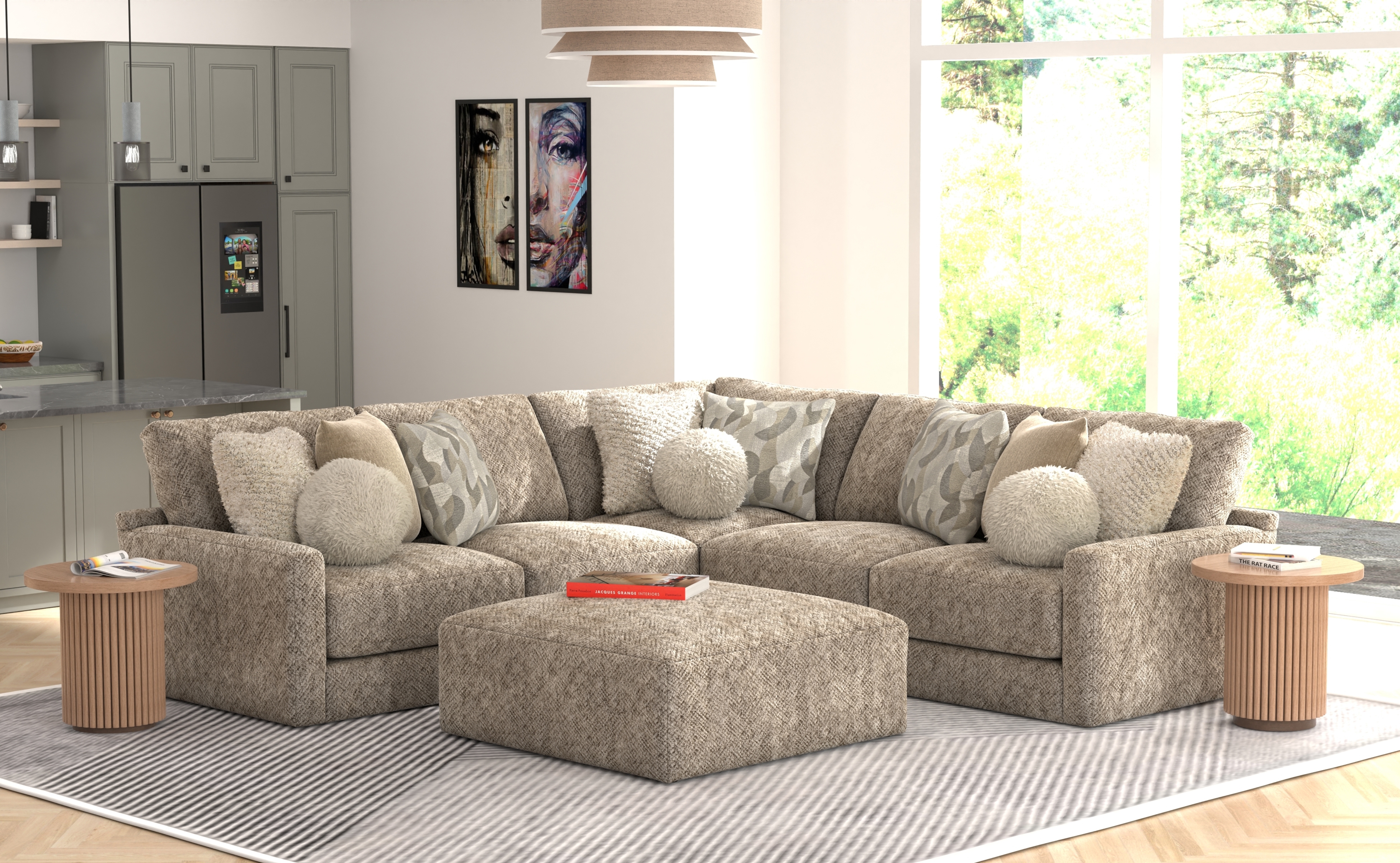 Jackson Furniture Turner 4-Piece Sectional Sofa with Cocktail Ottoman