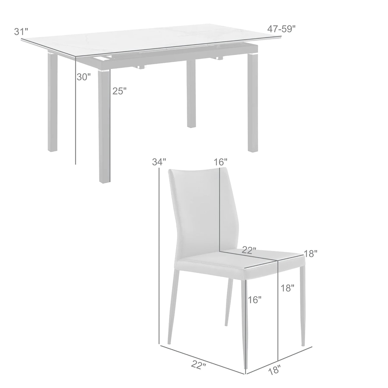 Armen Living Giana / Kash Dining Set