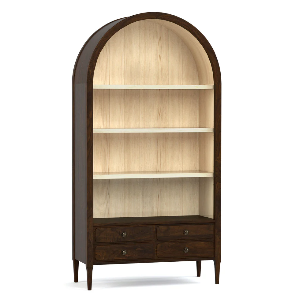 Arched Maple Bookcase w/Grooved Back Panel