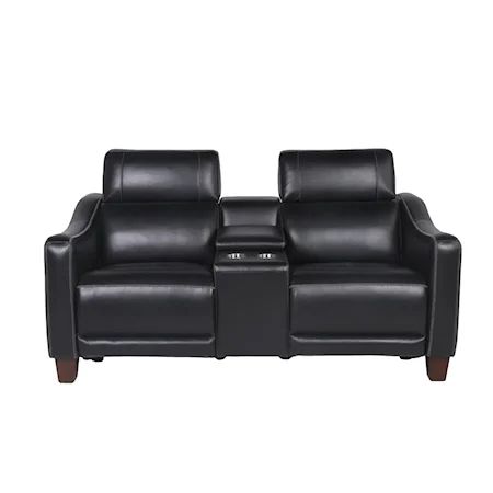 Transitional Dual-Power Loveseat with Cup Holders