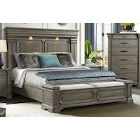 Transitional Queen Storage Bed with Built-In Lighting