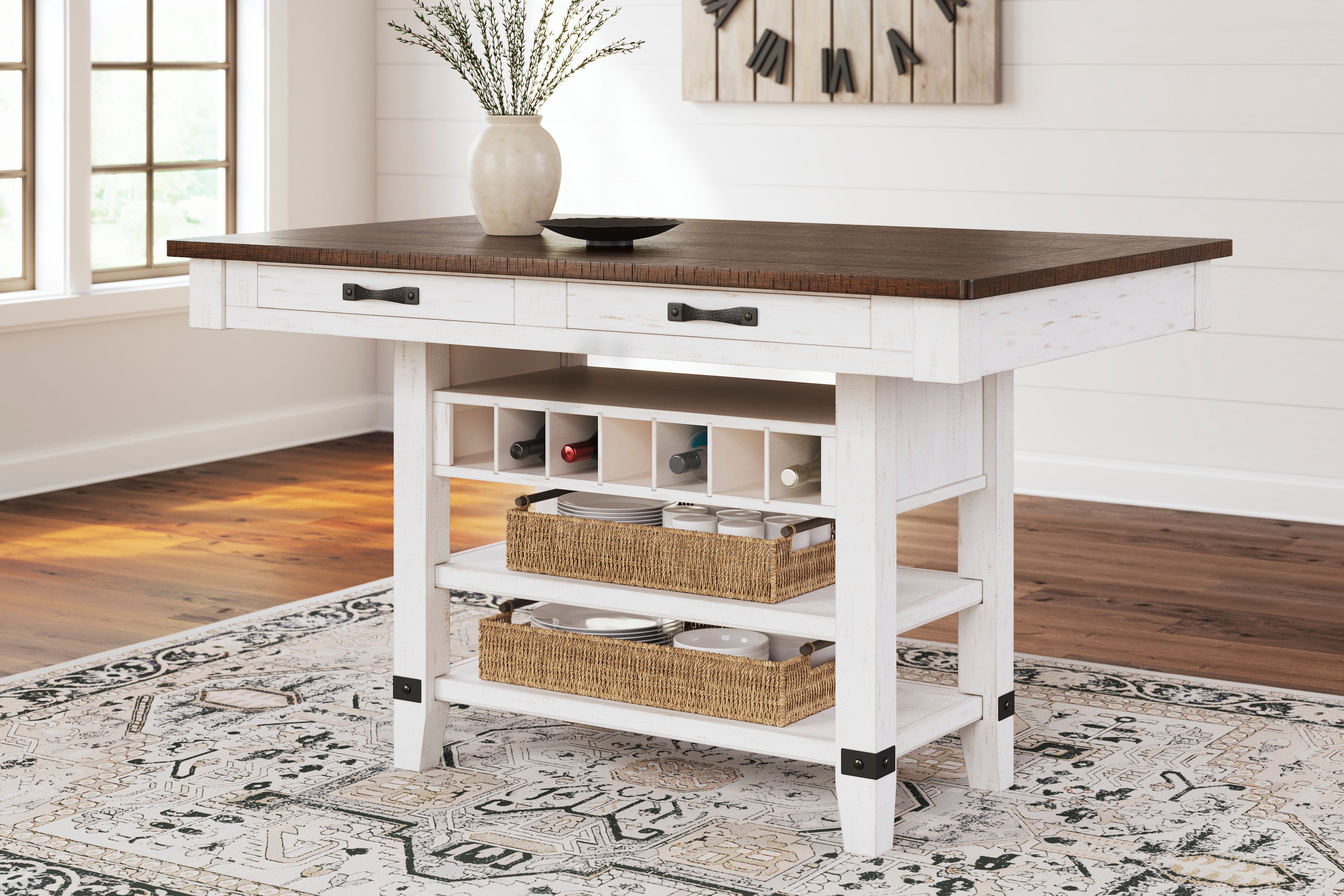 Counter height dining table with drawers sale