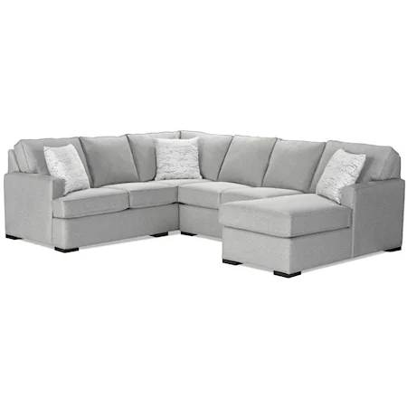 Contemporary 3-Piece Sectional Sofa with Block Feet