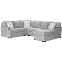Contemporary 3-Piece Sectional Sofa with Block Feet