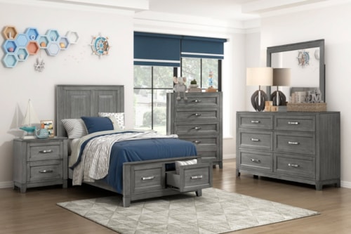 Transitional 5-Piece Twin Storage Bedroom Set