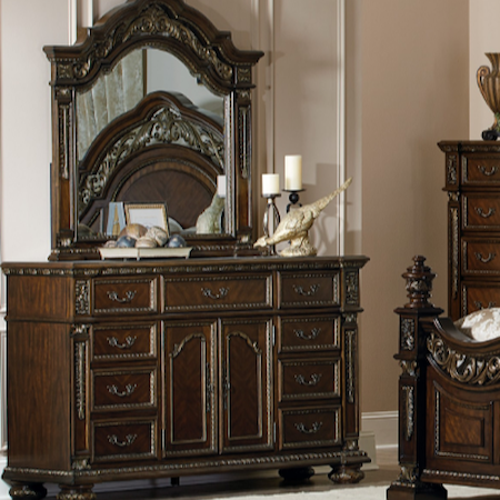 Dresser and Mirror Set