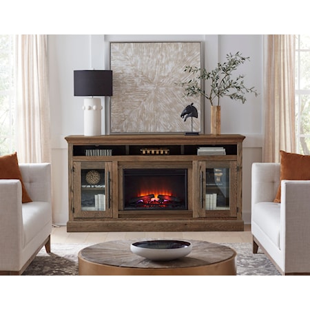 73&quot; Fireplace Console with Glass Doors