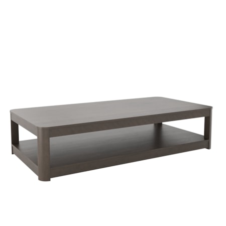 68" Rectangular Block Coffee Table w/Shelf