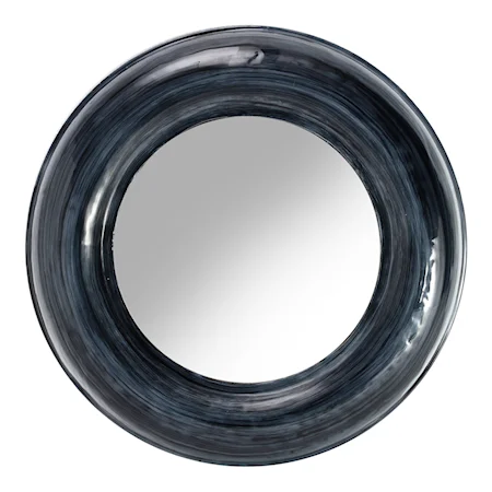 Contemporary Round Mirror with Iron Frame