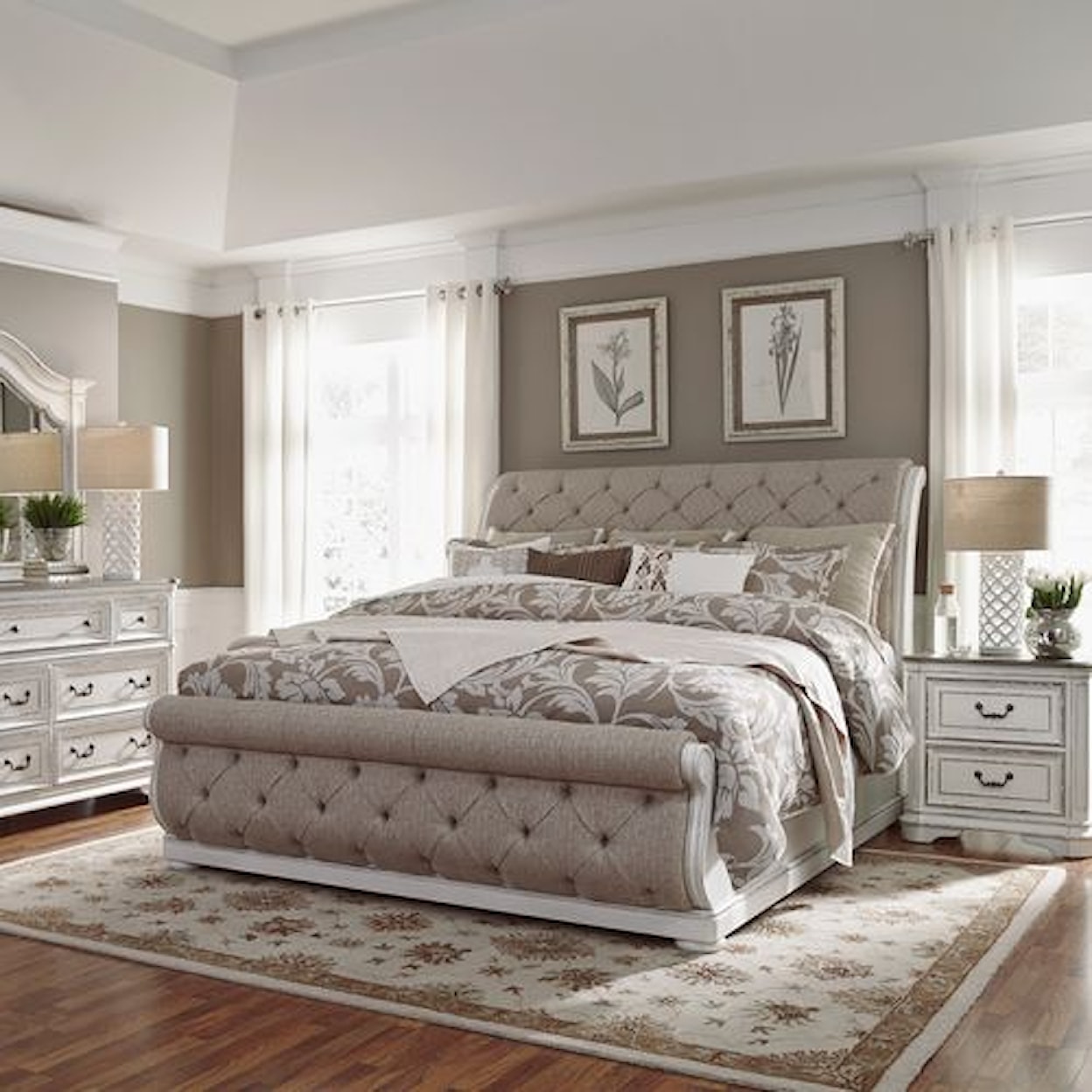 Liberty Furniture Magnolia Manor California King Upholstered Sleigh Bed