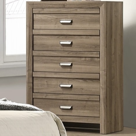 Transitional 5-Drawer Bedroom Chest with Center Drawer Guides