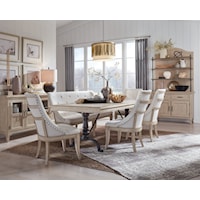 Rustic Formal 6-Piece Dining Set with Upholstered Chairs and Bench