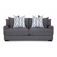 Contemporary Stationary Sofa with Throw Pillows