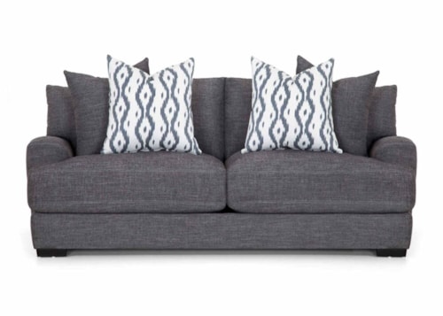 Contemporary Stationary Sofa with Throw Pillows