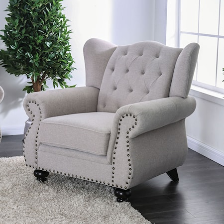 Transitional Accent Chair with Nailhead Trim 