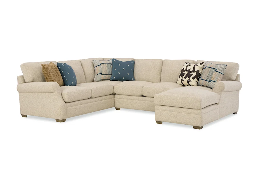 723650BD Sectional with RAF Chaise by Hickorycraft at Howell Furniture