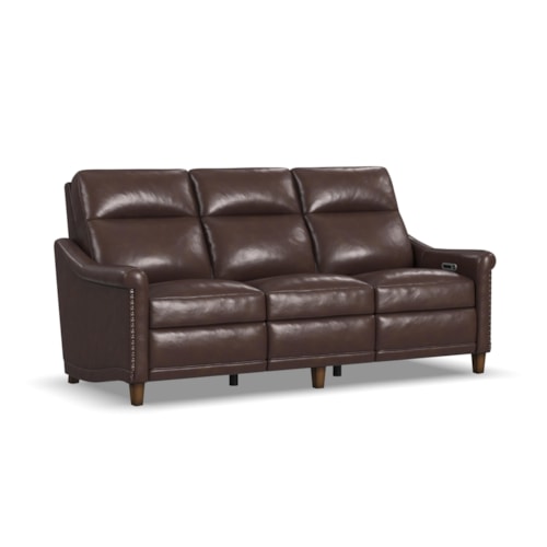 Transitional Power Reclining Sofa with Power Headrest