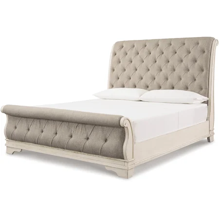 CA. King Upholstered Sleigh Bed