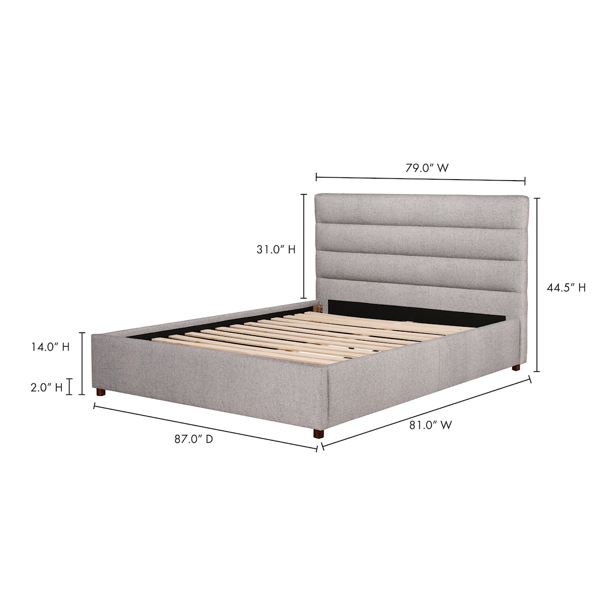 Moe's Home Collection Takio Takio King Bed Light Grey