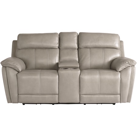 Transitional Power Motion Loveseat with Console
