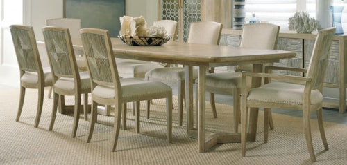 Coastal 9-Piece Dining Table and Chair Set with Table Leaves