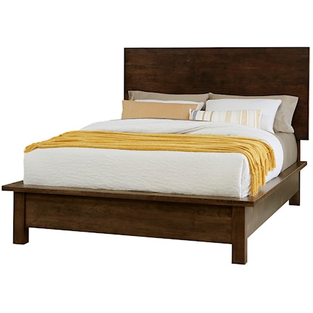 Transitional Queen Terrace Bed with Plank Headboard