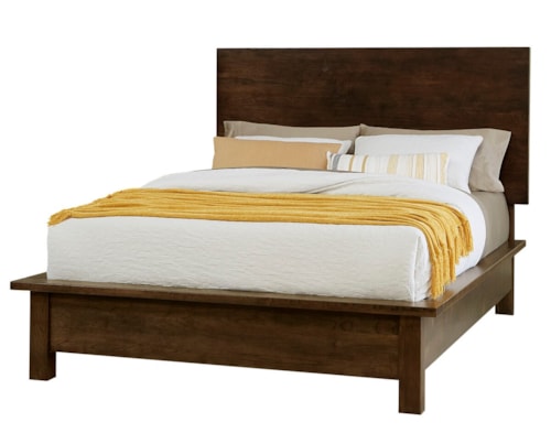 Transitional King Terrace Bed with Plank Headboard