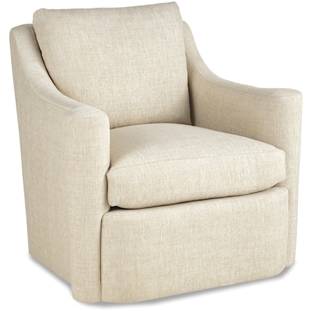 Contemporary Swivel Chair with Accented Flared Arms