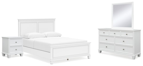4pc Queen Panel Bed, Dresser, Mirror, Nightstand & Chest