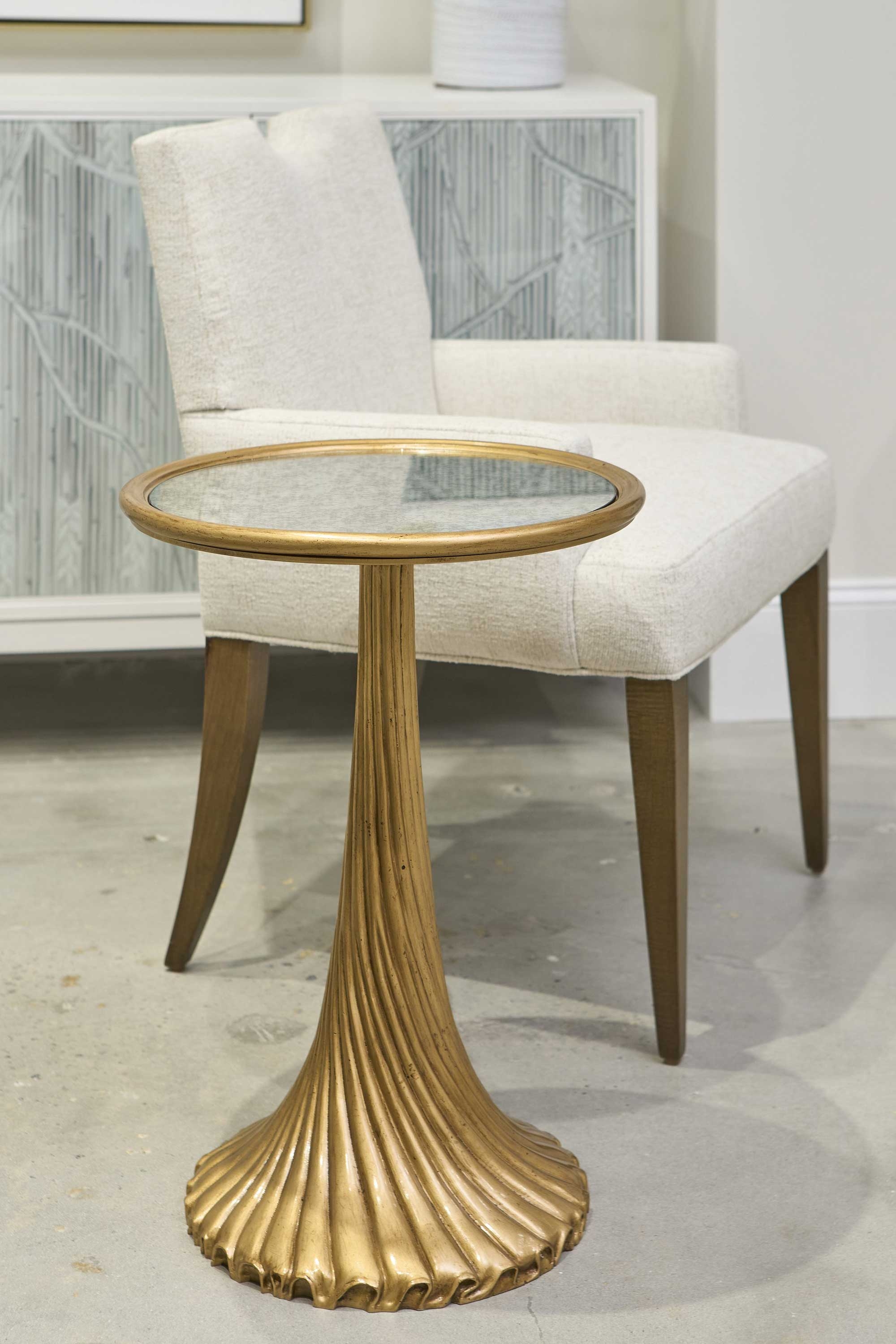 18" Round Antique Mirror-Top Accent Table