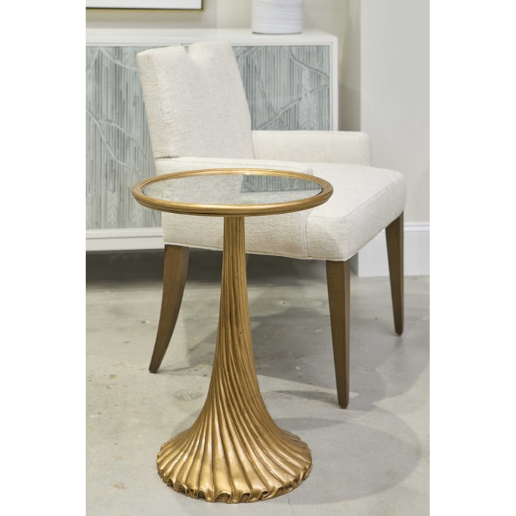 Sherrill Occasional VOYAGE MAISON 18" Round Antique Mirror-Top Accent Table